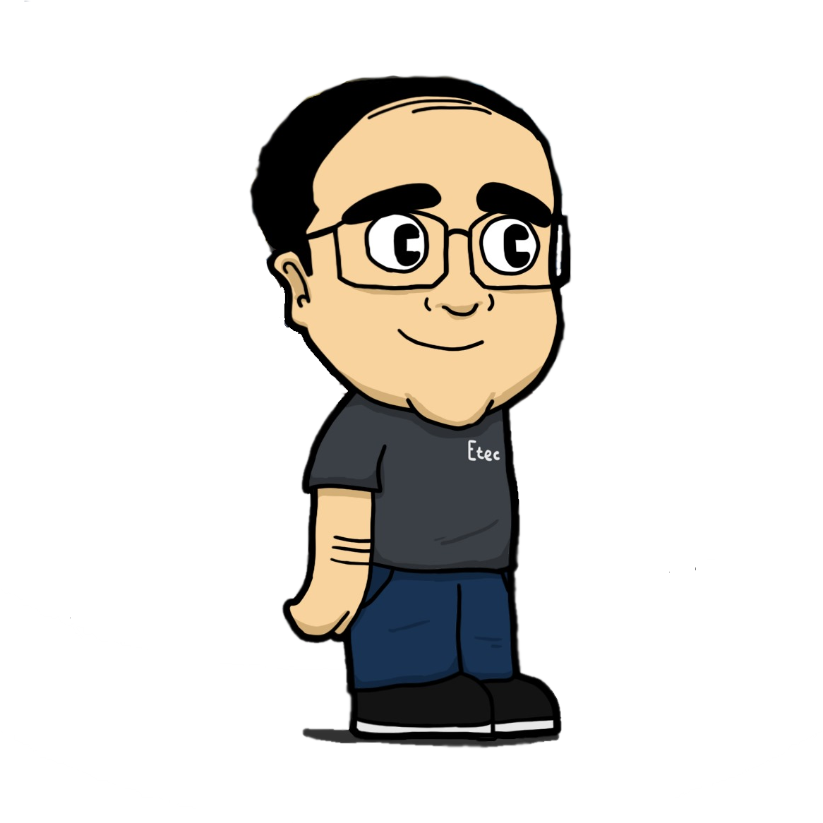 Professor Marcos Costa em desenho estilo personagem